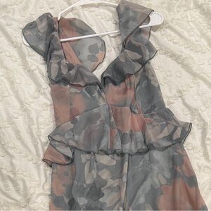 Show Me Your MuMu midi Floral Dress in Pink and sage green/grey